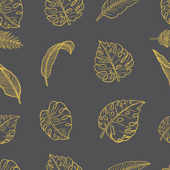 Seamless Hand Drawn Tropical Leaves Pattern © Noarspace