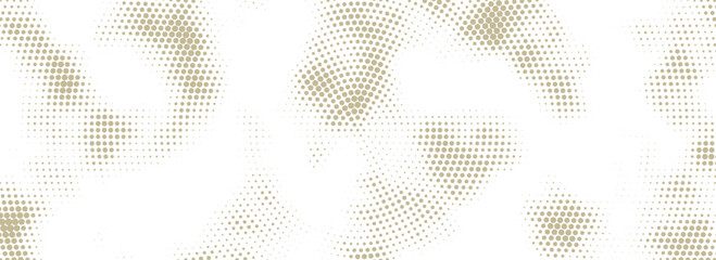 Fototapeta premium Ecru beige halftone background with scattered pixel dots, retro craft paper aesthetic, layered with grunge gradient and aged canvas texture.