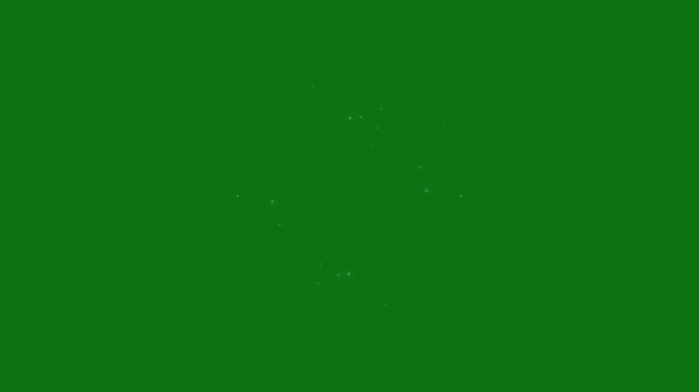 White glitter star particles create sparkling circle trail animation, twinkling magic dust path, glowing starlight doodle stars, seamless shimmering transition on green screen, luxury particle 4k