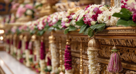 Obraz premium Decorated with ornate floral garlands, evoking serenity and tradition