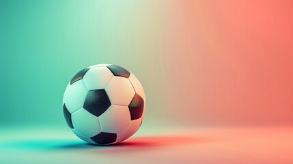 Naklejka premium Minimal Soccer Background with Football Ball on Gradient and Copy Space