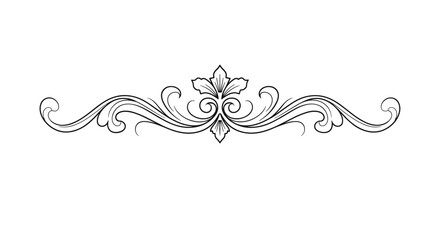 Fototapeta premium Elegant vintage floral scroll flourish design element for decorative borders and classic ornamental invitations.