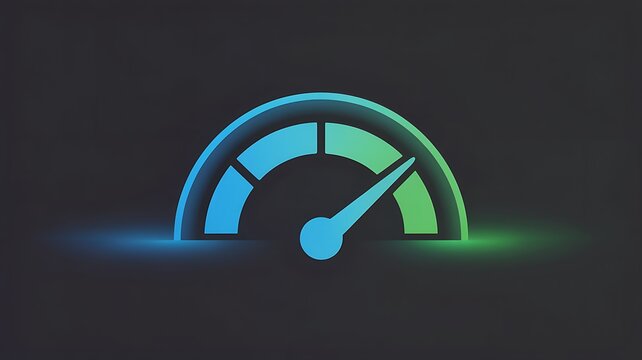 Speedometer gauge icon representing performance metrics and speed indicator progress.