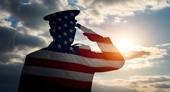 Silhouette of a police officer against the sunset. American flag with police support symbol. Thin blue line. National Law Enforcement Appreciation Day concept 