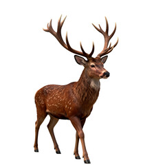 Obraz premium [Transparent Background PNG]Red Deer with Large Antlers on White Background