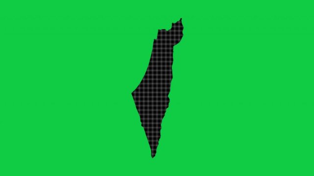 Israel black cells effect map pop animation green background