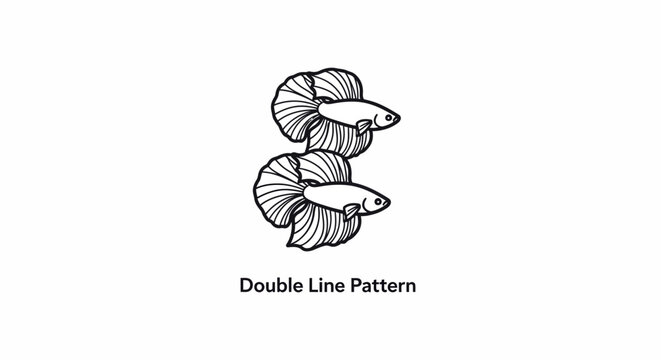 Two Siamese Fighting Fish - Double Line Pattern