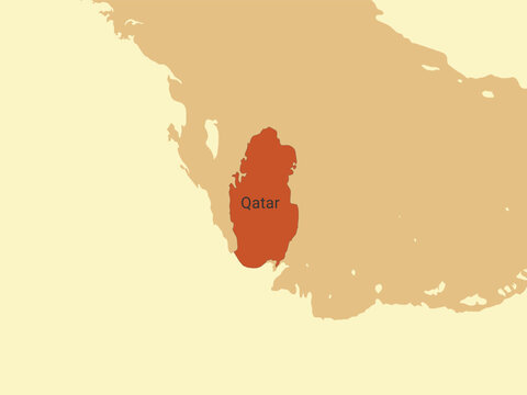 Qatar map flat vector illustration.