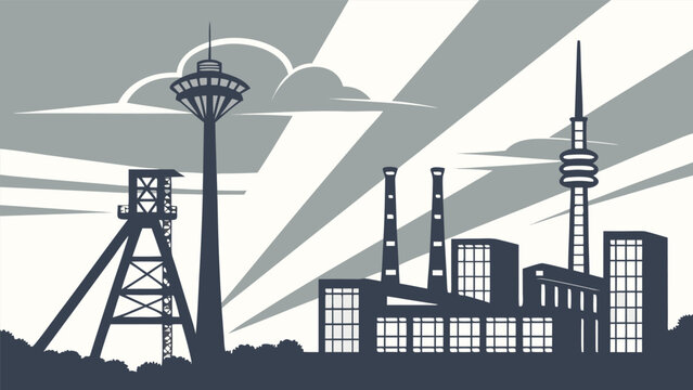 Modern and industrial Essen city silhouette vector art