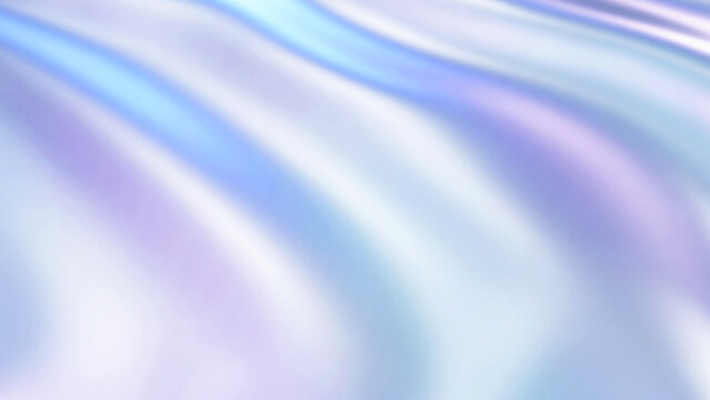 Abstract silver iridescent  background, wavy holographic purple blue stripes pattern.