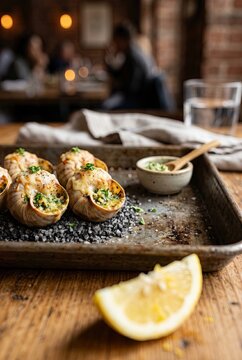 Generated AI set photos: Gourmet Escargot Bliss&mdash;A Taste of French Elegance Served Warm!