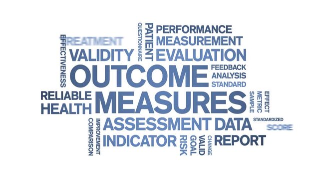 Outcome Measures animated word cloud-text design animation tag kinetic typography seamless loop.