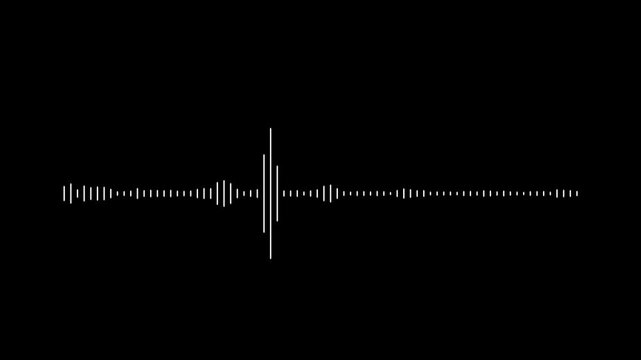 White Audio Waveform Spectrum Animation, Music Bar looping concept. Sound Wave Visualizer with Alpha Channel black transparent Background.