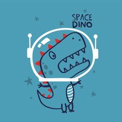 Dino T Rex Astronaut Vector Typography Design  in Bold Graphic art City © itsaart