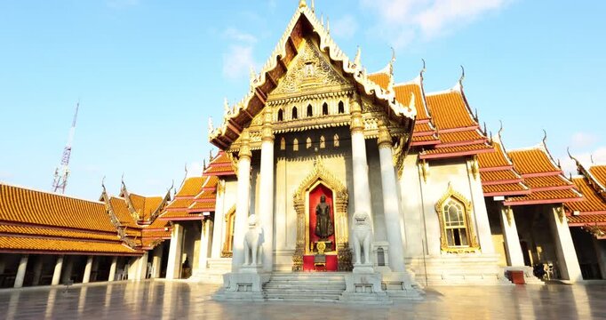 Wat Benchamabophit the Marble Temple sunset light in Bangkok city sightseeing travel Bangkok Thailand