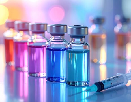 Vaccines or medications in bottles