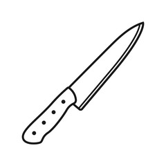 Obraz premium Kitchen knife icon in flat silhouette style. Cutting tool stroke outline vector illustration on isolated background. Cooking equipment sign business concept.