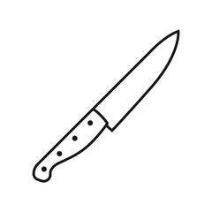 Obraz premium Kitchen knife icon in flat silhouette style. Cutting tool stroke outline vector illustration on isolated background. Cooking equipment sign business concept.
