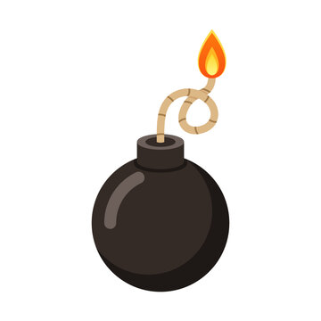 Bomb icon in flat style. Explosive bombshell vector illustration on isolated background. Grenade sign business concept.