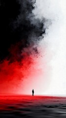 Fototapeta premium Abstract Figure in Red and Black Surreal Landscape