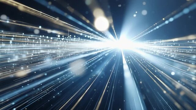 Gold Blue Particle Beams in Tunnel Effect Toward Pulsing Light on Dark