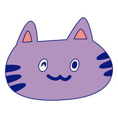 Cute Purple Cartoon Cat Face Illustration © Kedi.id