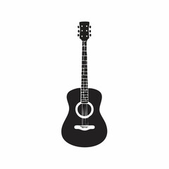Obraz premium Black Silhouette of an Acoustic Guitar