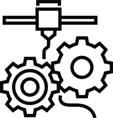 Obraz premium CNC machining process illustration featuring automated cutting tool with gears industrial manufacturing and mechanical engineering concept vector design