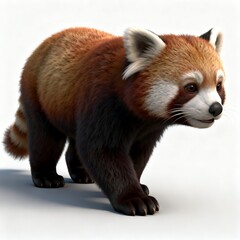 Obraz premium Cute Red Panda Standing on White Background