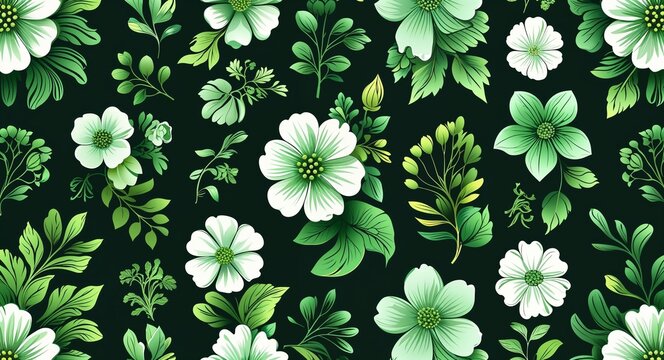 Green floral vector patterns design elements poster templates for creative graphic design