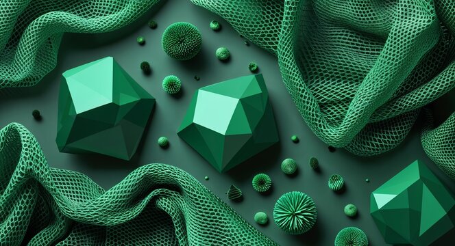 Emerald green polygon mesh patterns design elements poster templates for creative graphic design