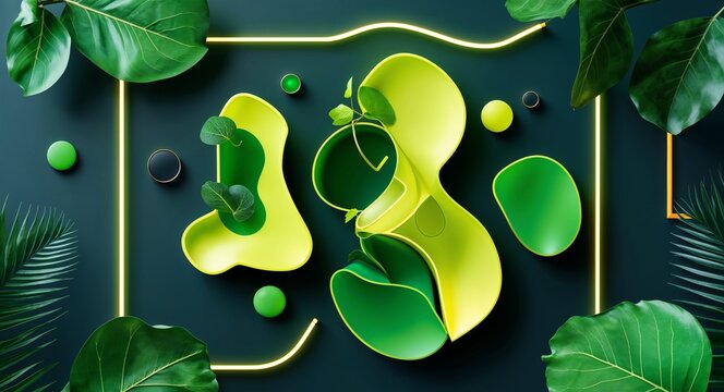 Lime neon abstract shapes design elements poster templates for creative graphic design