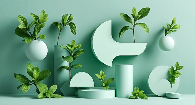 Mint fresh abstract shapes design elements poster templates for creative graphic design