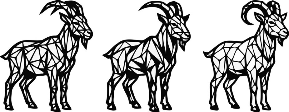 Separated Geometric Goat Trio Bold Silhouette
