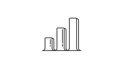 Fototapeta premium Simple Line Art Bar Chart Showing Growth and Progress.