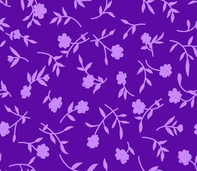 Obraz premium Vibrant purple floral pattern with small flowers and leaves