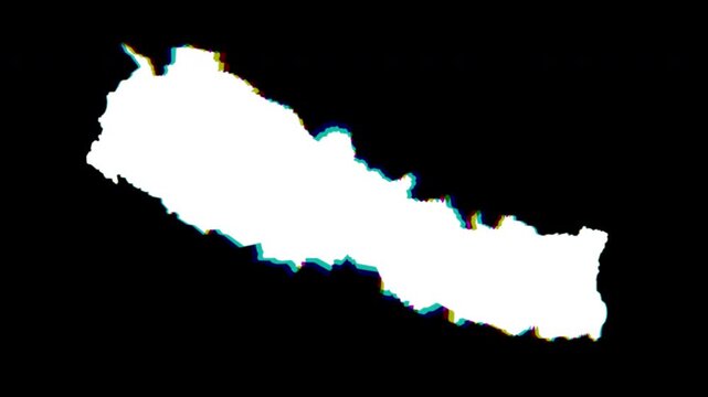 Nepal white and chromatic abstract map pop animation black background
