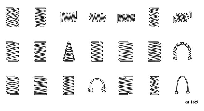 collection of various spring coil icons simple line art illustrations