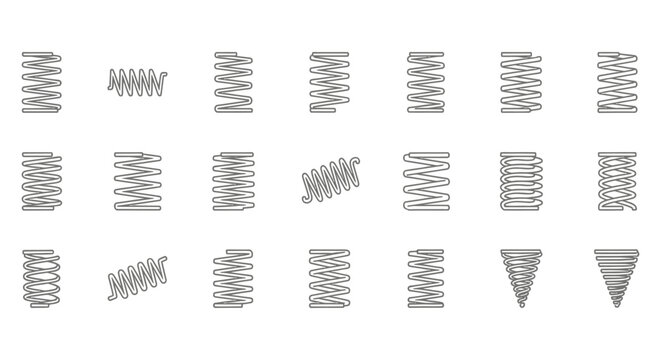 collection of various spring coil icons and illustrations with different styles