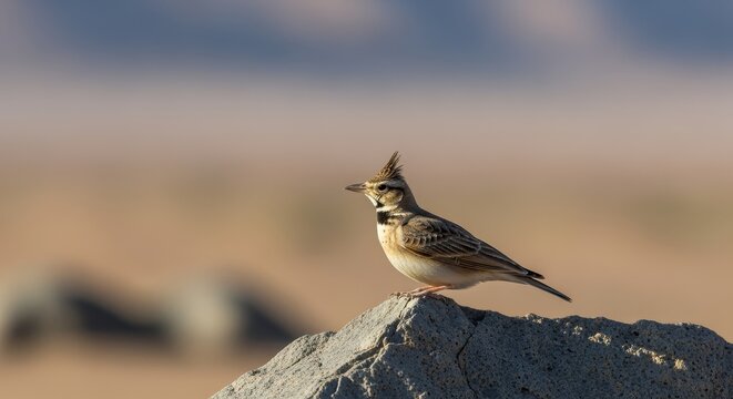 Majestic Lark Perched on a Rock