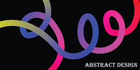 Obraz premium Vibrant multicolored abstract design features intertwined colorful loops on black background
