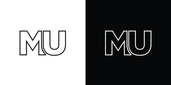 Letter M and U, MU logo design template. Minimal monogram initial based logotype.