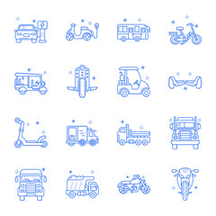 Collection of Linear Style Transport Icons    © creativestall