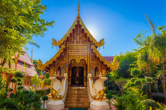 The ancient Lanna temple, Phra Phuttha Sihing Chiang Rai, is enshrined at Wat Phra Sing (Royal Temple), Tha Luang Road, Wiang Subdistrict, Mueang District, Chiang Rai Province, Thailand.