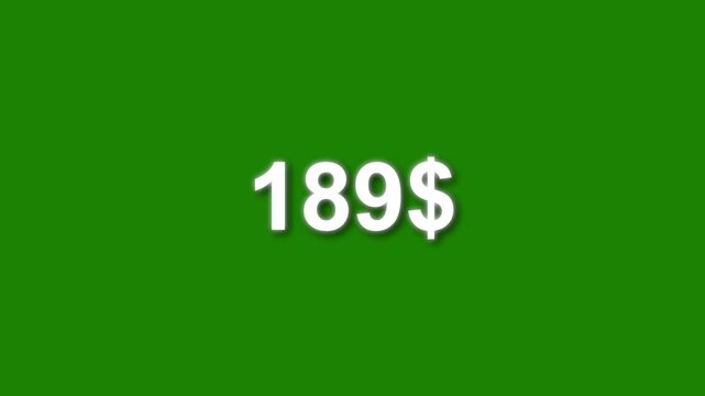 Dollar count 0 to 300 text icon animation.Numbers of dollar money currency counting text icon.