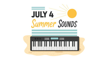 Fototapeta premium Summer music, July 4th celebration, keyboard illustration, festive sounds, vector graphics