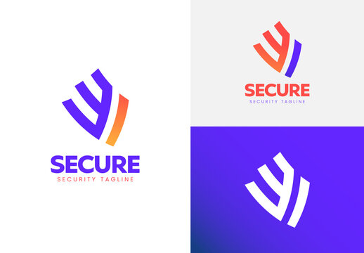 Secure Security Logo Template Abstract Shield Cyber Protection Brand Identity Design