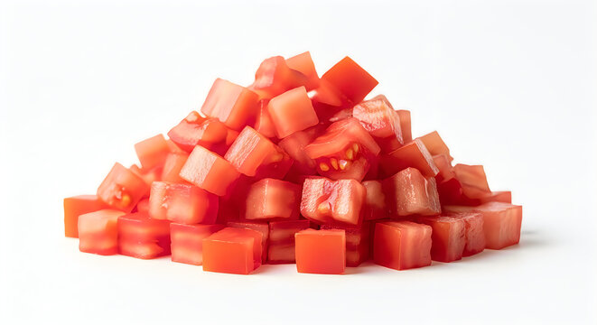 Fresh red diced tomatoes piled in a heap