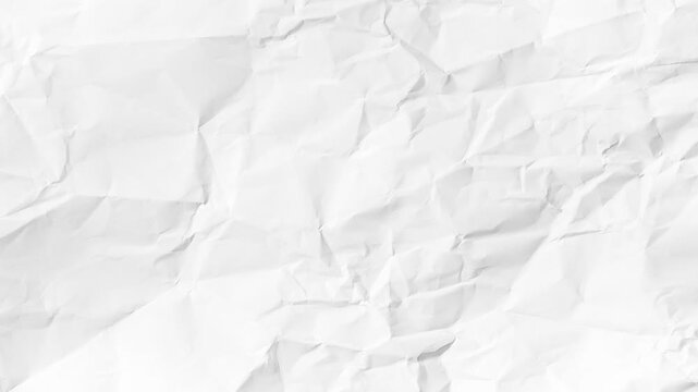 Animated white wrinkled paper background with subtle texture and soft folds. Minimal clean slideshow backdrop ideas for presentations, design and modern visuals.