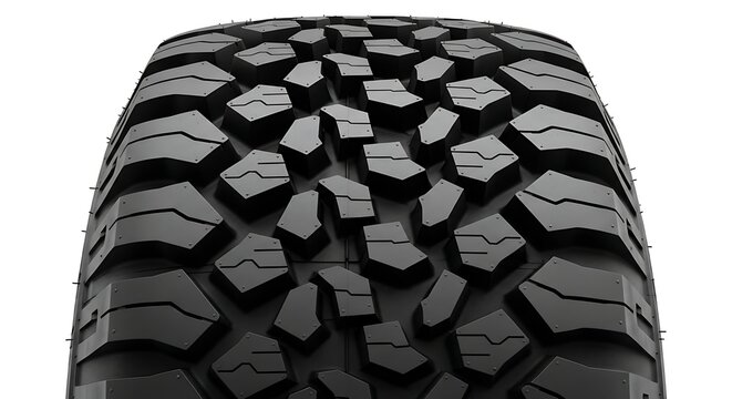 Close-up of rugged car tire tread pattern